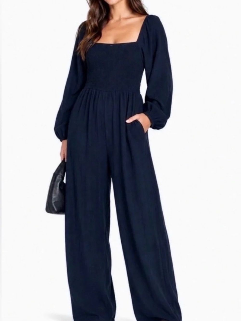 Dokotoo NWT Black Smocked Jumpsuit